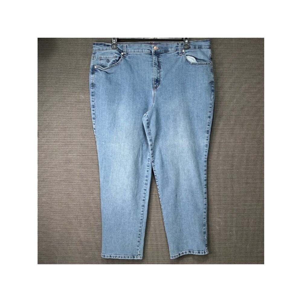 Gloria Vanderbilt Amanda Plus Size 20W Tapered Leg Stretch Denim Jeans Blue